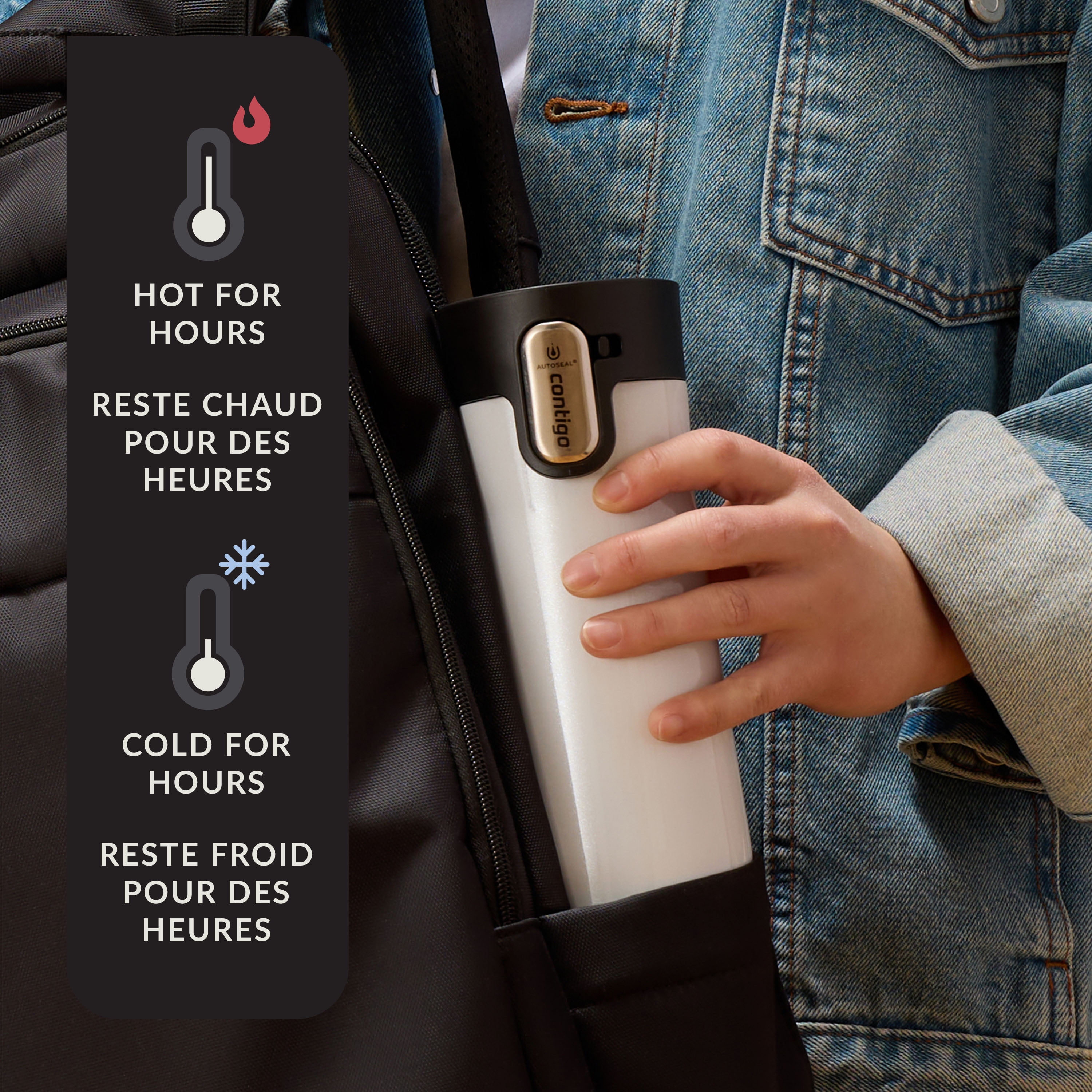 Contigo West Loop 3.0 Vacuum-Insulated Stainless Steel Travel Mug with AUTOSEAL Easy-Clean Lid, 20 oz (591 ml), Salt Frosted Pearl