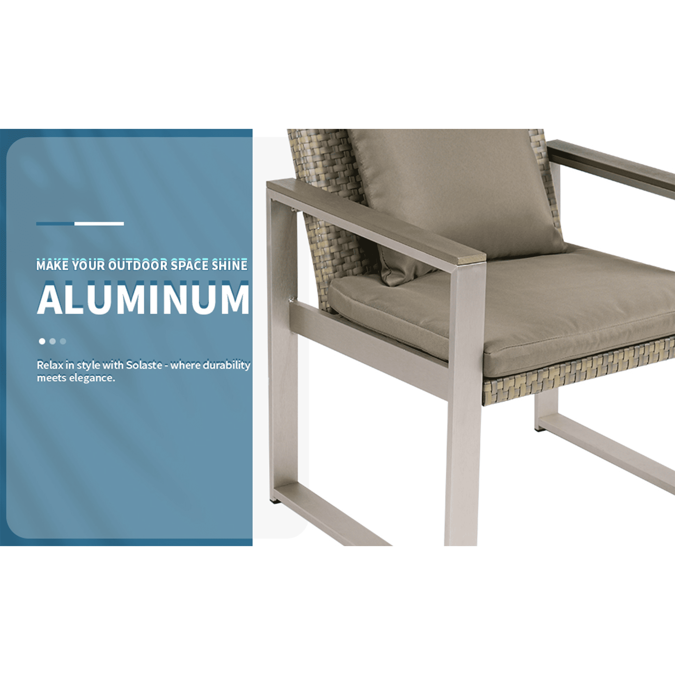 PORKISS Outdoor Patio Furniture Set, Aluminum and Rattan 4 Piece Sofa Seating Group with Cushion and Table, Modern Conversation Set for Garden, Pool, Gray/Silver