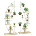 thumbnail image 1 of Gymax 2PCS 6 Tier Curved Stand 9 Potted Metal Plant Stand Holder Display Shelf w/ Hook, 1 of 10