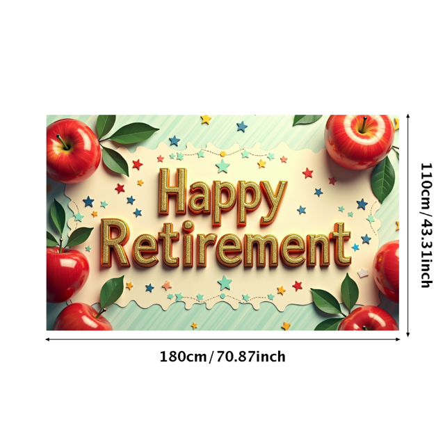 Happy Retirement Banner with Apple Decor Background Party Decors Retirement Celebration Photography Props Backdrop Decorations