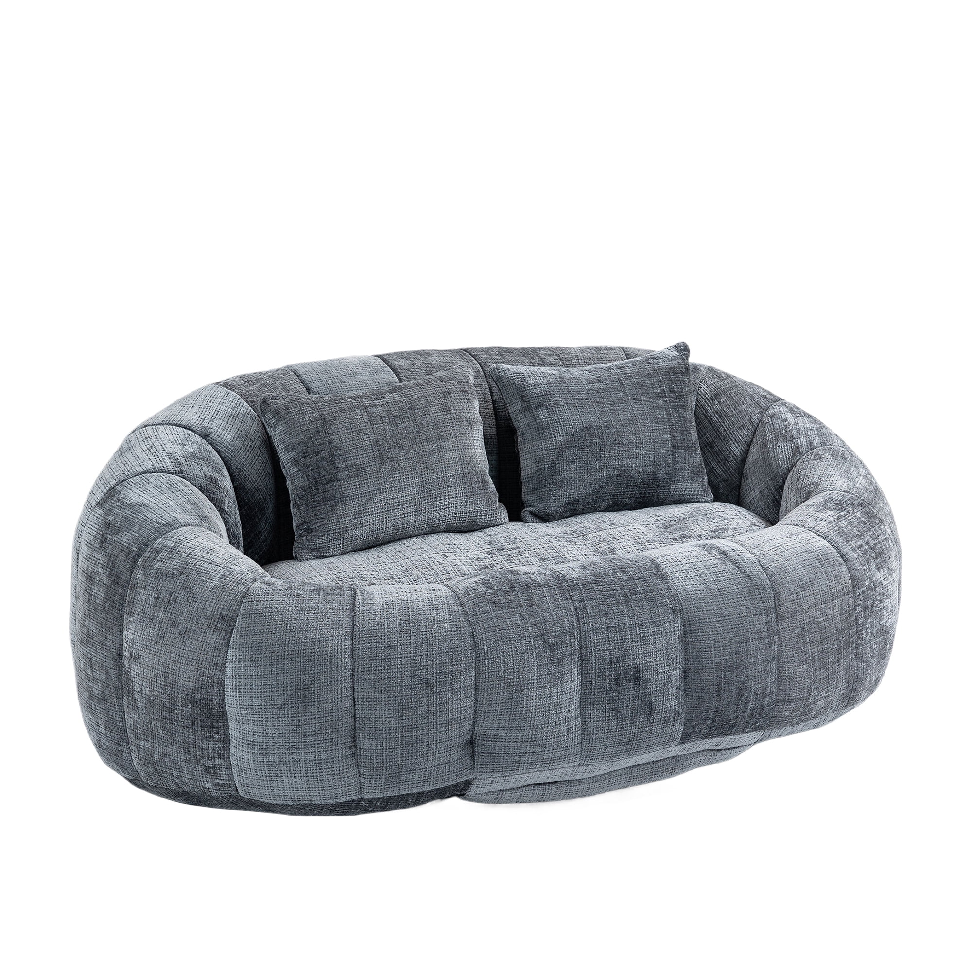 MOONMISS Chenille Durable Comfort Lounger High Back Bean Bag loveseat Lazy Sofa-Gray