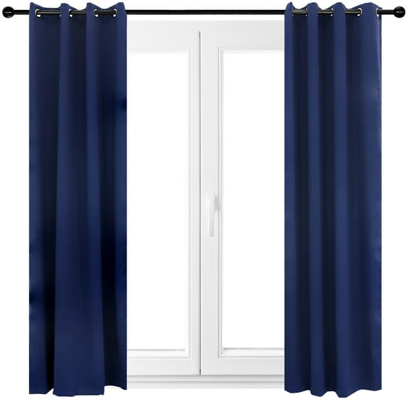 Sunnydaze Modern 2-Piece Blue Solid Blackout Indoor or Outdoor Curtain Set