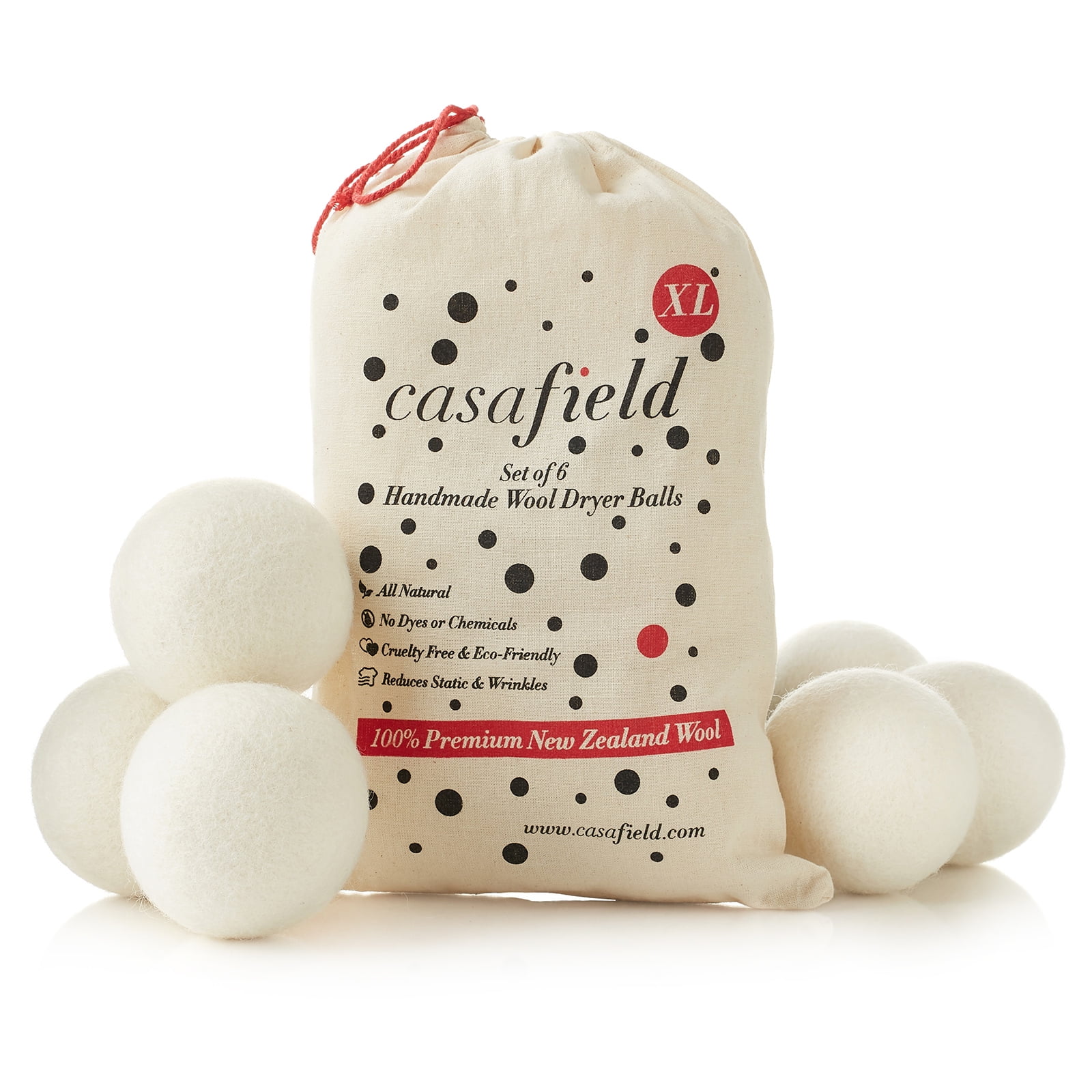 Wool Dryer Balls Eco Handmade No Lint Laundry Natural Fabric Softener XL 6-Pack 
