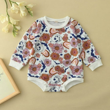 

NIUREDLTD Toddler Winter Long Sleeve Romper Bodysuit Boys Girls Cartoon Flower Prints For Babys Clothes
