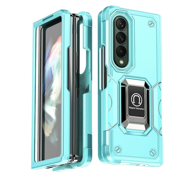Compatible with Samsung Galaxy Z Fold 4 Case Military Grade Drop Tested Rugged Shockproof Protection Case Rotatable Ring Holder Stand