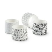 Mainstays Geo Print Napkin Rings, Black, 1.5"W x 1.75"L, 4 Pieces