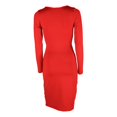 thumbnail image 4 of Gibobby Vestido corto casual para mujer Vestido de color sólido con cuello en V y cintura ajustada sexy de manga larga para mujer(Rojo,G), 4 of 4