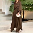 thumbnail image 2 of Women's Solid Color Casual 2 Piece Puff Sleeve Hooded Tops HigH Waist Skirts Sets Trendy Loose-Fit Comfy Outfits Suits, 2 of 6