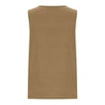 thumbnail image 5 of Cotton Linen Tank Tops for Women, Solid Color Crewneck Pleated Front Sleeveless, Plus Size Summer Shirts with Side Slit Women's Racerback Tank Tops Khaki 4XL, 5 of 5