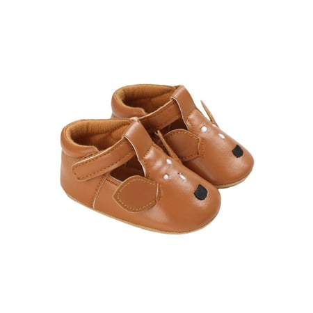 

JYYYBF Baby Girls Boys T-Strap Moccasins Newborn First Walker Mary Jane PU Soft Soled Sandals Shoes Brown Deer 12-18 Months