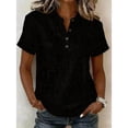 thumbnail image 2 of Ashirexll Short Sleeve Shirts for Women Summer Breathable V-Neck Short Sleeve T Shirt Woman Loose On Leisure for Daily, 2 of 5