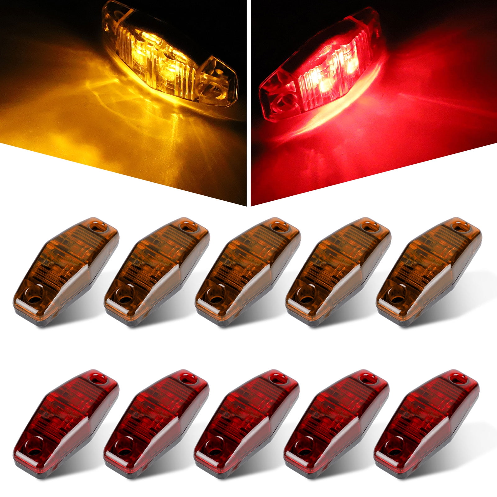 EEEkit 5PCS Truck Bus Boat Trailer Amber Red Side Marker Indicators