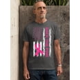thumbnail image 2 of Breast Cancer Back The Pink American Flag US Unisex Men's T-shirt, 3XL, Charcoal, 2 of 4