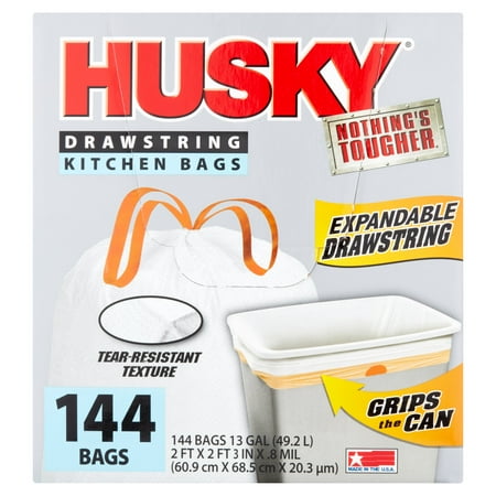 Husky Drawstring Trash Bags, 13 Gallon, 144 Ct - Walmart.com