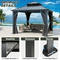 thumbnail image 6 of Gartoo 12 Ft x 12 Ft Outdoor Hardtop Gazebo Heavy Duty Pavilion with Aluminum Frame, Galvanized Steel Double Roof Gazebos with Netting and Curtains for Garden, Patio, Lawns, 6 of 8