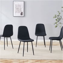 JERFIT Modern Dining Chairs Set of 4, Black Linen Upholstered Side Chairs with Sturdy Metal Legs for Kitchen, Dining Room, Cafe