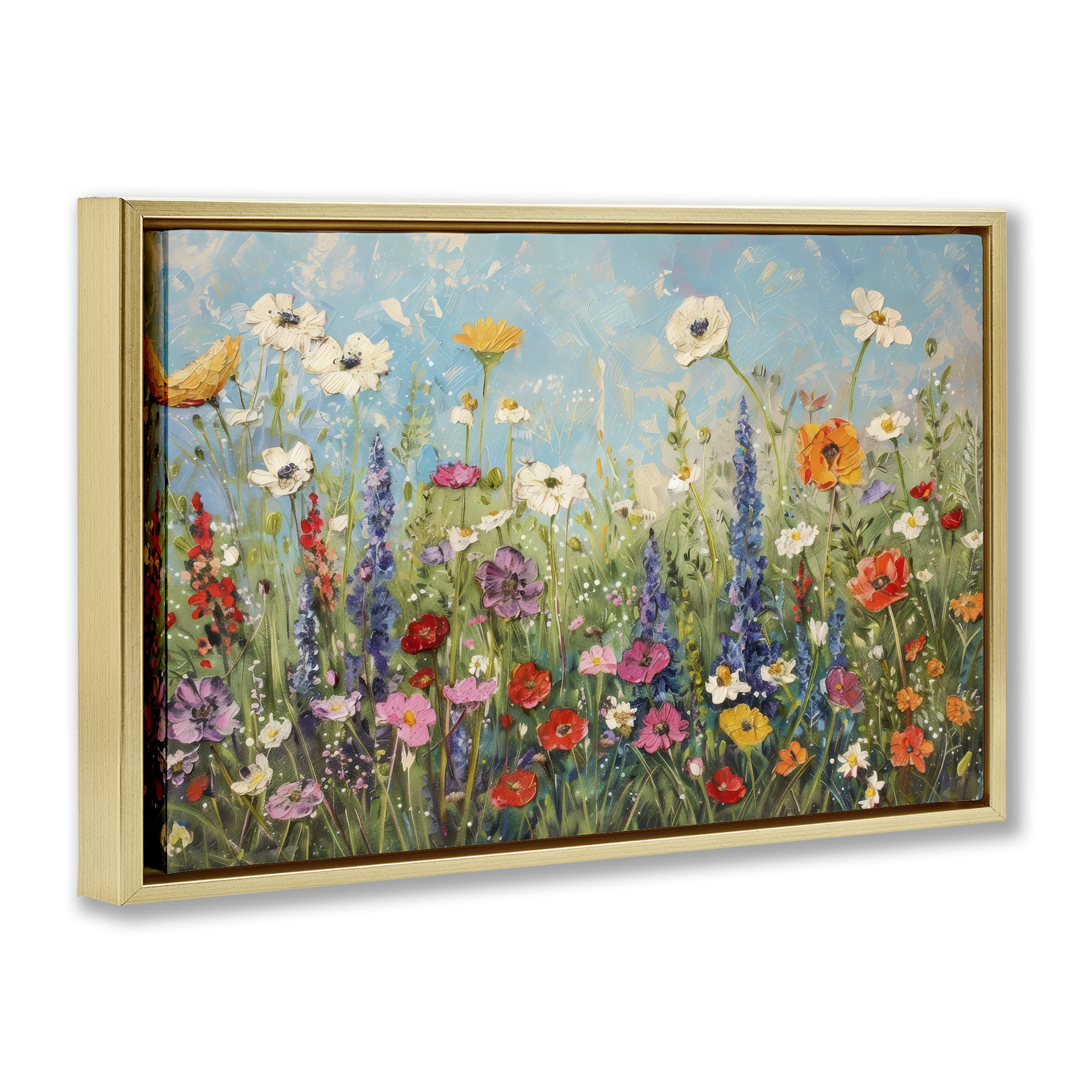 Stupell Industries Wildflower Field of Spring Blooms Gold Framed Floater Canvas Wall Art, design by Creative Studio