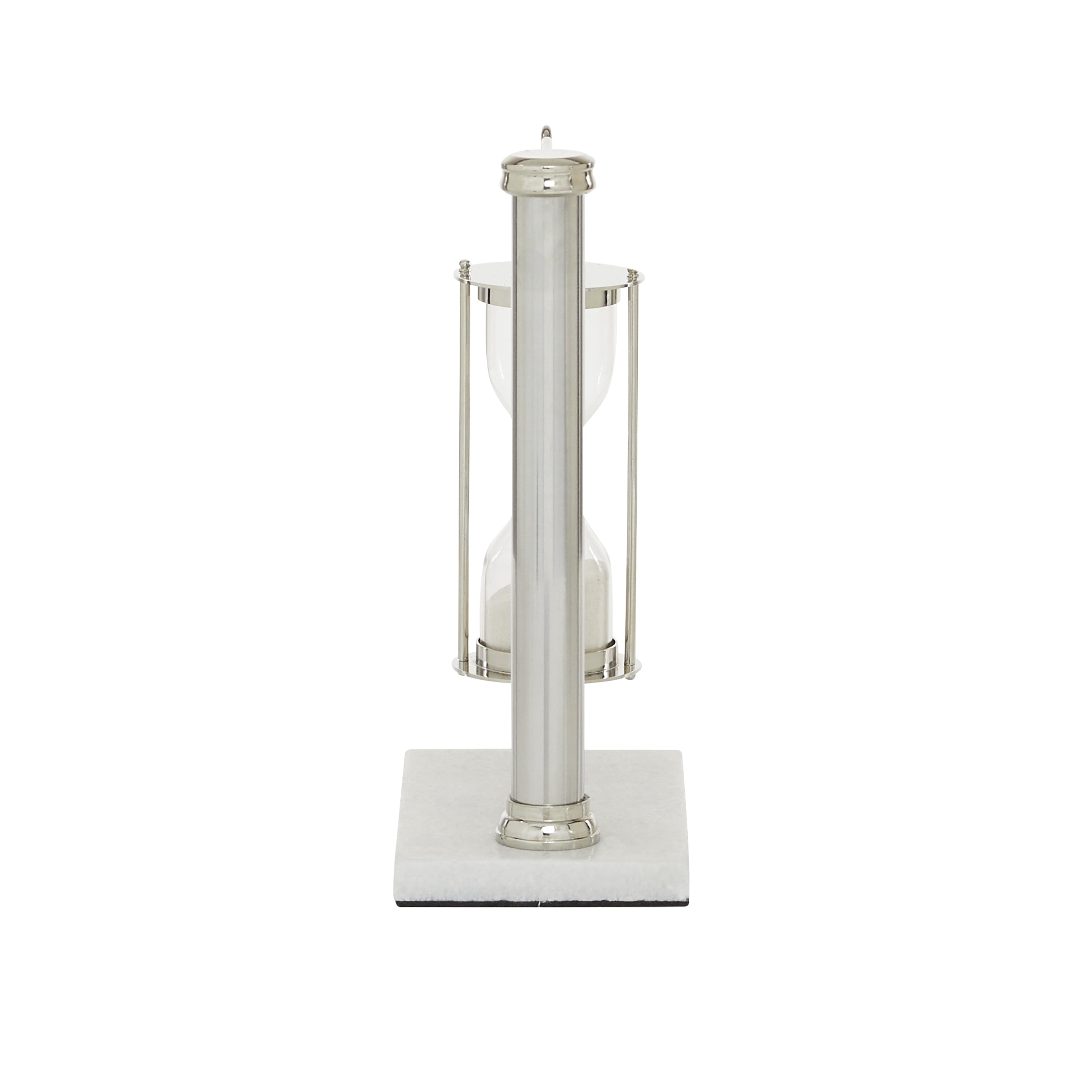 DecMode 7" x 10" Silver Brass Hourglass Sand Timer, 1-Piece