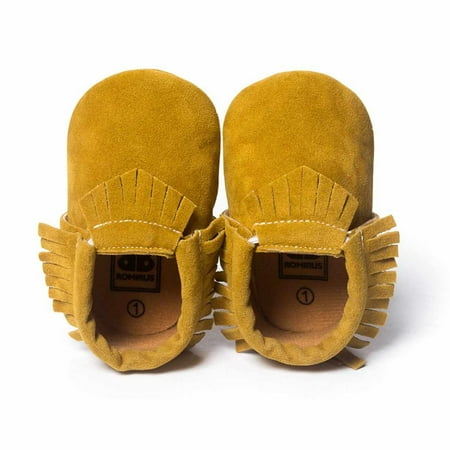 

Bullpiano Leather Baby Moccasins Soft Soled Tassel Crib Toddler Shoes for Boys and Girls