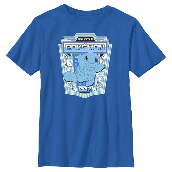 Boy's Pokemon Squirtle Metallic Badge Graphic Tee Royal Blue X Small