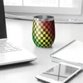 thumbnail image 3 of 12oz Stemless Wine Tumblers Rainbow Color Checkered Pattern Vacuum Insulated Stainless Steel Travel Tumbler Cups Mug with Lid and Straw for Champaign,Cocktail,Beer with Cleaning Brush, 3 of 5