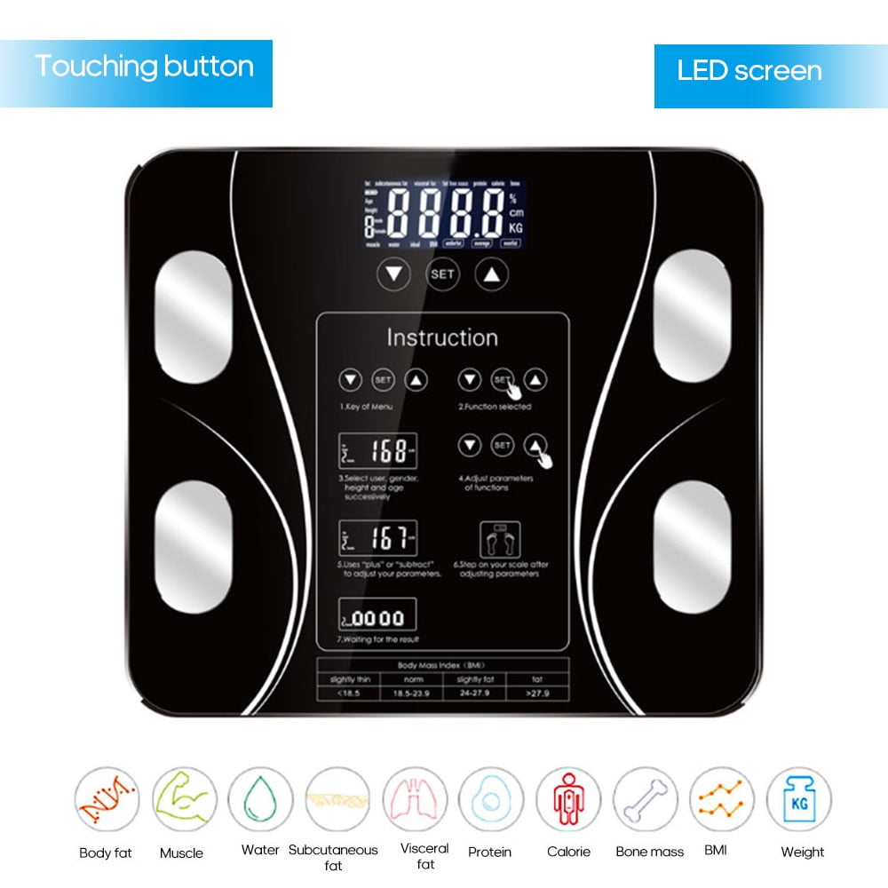 Smart BMI Health Scale Household Human Scale Bathroom Floor Scale Smart  Electronic Weight Scale S USB Charging LCD Display Body Weighing Digital  Weight Balance