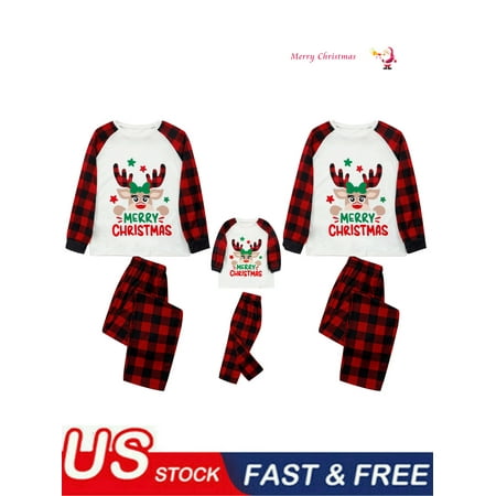 

Matching Christmas Clothes for Family Plaid Letter Print Long Sleeve Pullover Long Pants Matching Holiday Christmas Set
