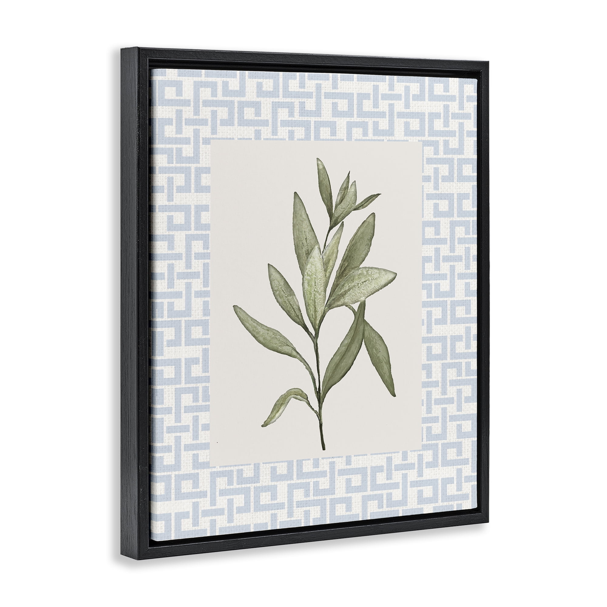 Stupell Industries Leafy Fresh Herb Black Framed Floater Canvas Wall Art, design by Diannart