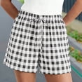 thumbnail image 2 of Cute Shorts, Comdrip Women Boxer Shorts Gingham Casual Lounge Sleep Plaid Shorts Beach Bottoms 2026 Trendy Pajama Shorts Women Grey 2XL, 2 of 4