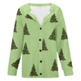 thumbnail image 6 of Christmas Sweaters For Women Funny Button Down Festive Coat Xmas Santa Christmas Tree Printed Cable Knit Pullover Green, XL, 6 of 7