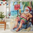 thumbnail image 6 of Shower Curtain 72"W x 96"L Merry Christmas Nude Santa Claus Basking Ocean Beach Fabric Shower Curtains Set with Hooks Water Repellent Bathroom Curtains Machine Washable Bathroom Accessories, 6 of 9