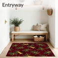 thumbnail image 3 of ODIKA 8'x10' Machine Washable Non-Slip Area Rug, Classic Bow Tie with Gold Bells and Evergreen Sprigs High Traffic Rug, Red, 624609, 3 of 7