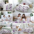 thumbnail image 6 of Geometric Morocco Duvet Cover Set Twin Size Quatrefoil Lattice Purple Grey Soft Lightweight Comforter Covers 4 Piece Bedding Set with 1 Duvet Cover 1 Bed Sheet & 2 Pillow Shams, 6 of 8