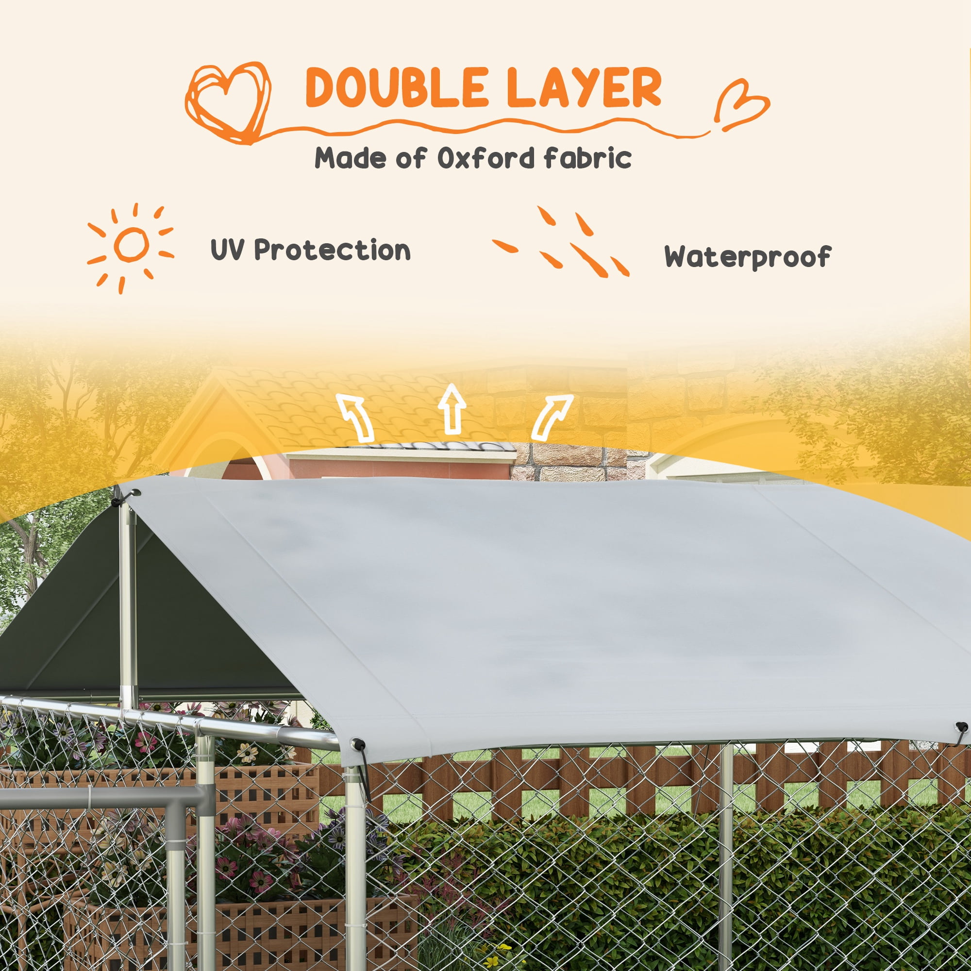 PawHut 19.7' x 7.5' x 4.9' Outdoor Dog Kennel W/ Waterproof Roof