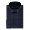DKNY Mens Navy Windowpane Plaid Collared Classic Fit Denim Dress Shirt M 15.5- 34/35