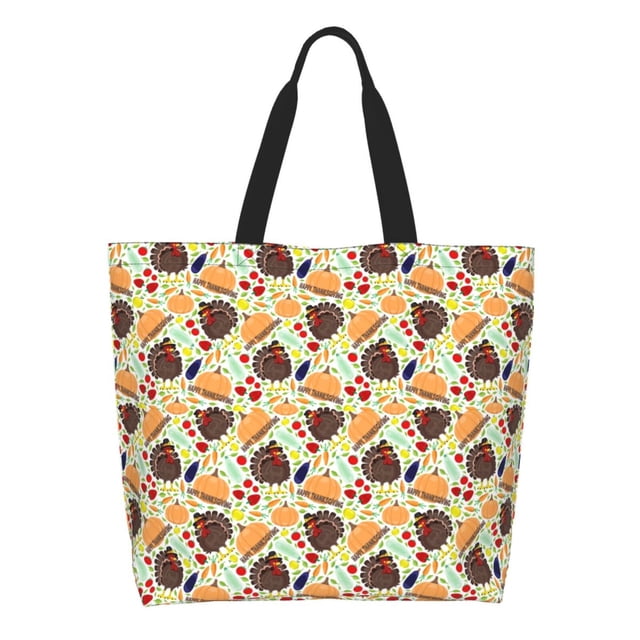 Balery Thanksgiving Bolsa Tote Estilo Estético con Cremalleras, Bolsa de Hombro, Bolsa de Compras Grande y Plegable