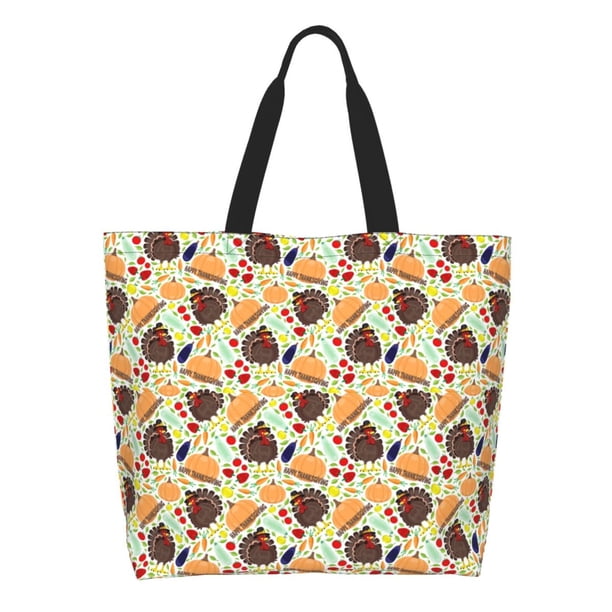Balery Thanksgiving Bolsa Tote Estilo Estético con Cremalleras, Bolsa de Hombro, Bolsa de Compras Grande y Plegable
