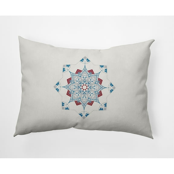 Simply Daisy Blue Colored Snowflake Star Winter Soft Spun Polyester Indoor/Outdoor Throw Pillow, 14" x 20"