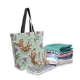thumbnail image 3 of Large Opening Canvas Tote Bag Thickened Canvas Shopping Bag Commuter Handbag Multi-color Available Two Scuffling Tabby Cats, 3 of 8