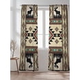 thumbnail image 2 of Boho Deer Sheer Curtains 2 Panels Set Elk Hunting Forest Aztec Bohemian Retro Lihgt Filtering Rod Pocket Voile Drape, Semi Sheer Window Curtains for Bedroom Living Room, 52"x108", 2 of 5