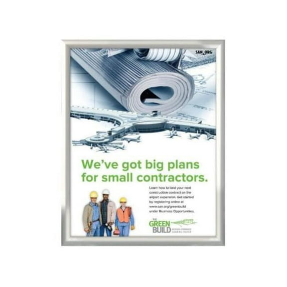 M&T Displays UCN255N012X2990 17 x 22 in. Snap Poster Frame with Mitred - Silver