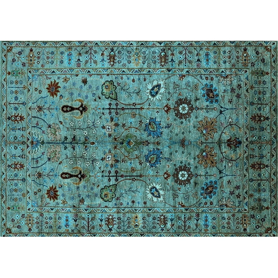 Ahgly Company Indoor Rectangle Oriental Light Blue Industrial Area Rugs, 4' x 6'