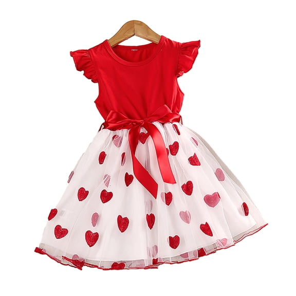 Ytdscs Toddler Girls Tulle Dress Fly-Sleeved Tutu Dresses for Girls 4-7 Years Kids Summer Princess Sundress