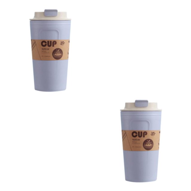 Monstrate Botella de café de bambú, tetera de té y agua, taza de boca ancha para el hogar y el coche, vasos de gran capacidad para Azul 2piezas