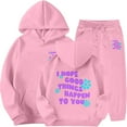 thumbnail image 2 of Tween Winter Girls Outfits Set Tracksuit With Print Hoodie Joggers Warm Kids, 2 of 4