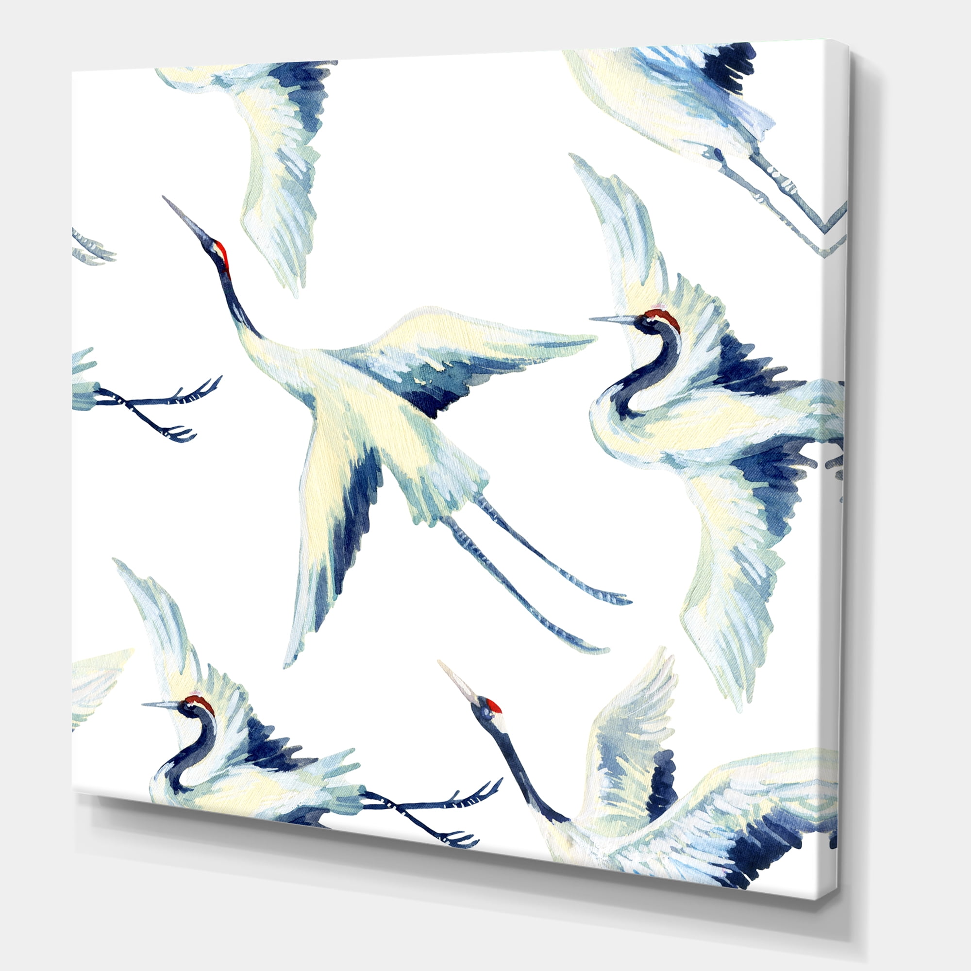 Designart ' Asian Crane Bird Impression I ' Traditional Canvas Wall Art Print