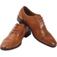 thumbnail image 2 of Mens Oxford Wingtip Lace Oxford Brogue Dress Shoes (9.5, Light Brown), 2 of 5