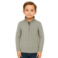 thumbnail image 2 of LittleSpring Boys Girls Quarter Zip Sweater Cable Knit Mock Neck Long Sleeve Pullover Size 4-12, 2 of 6