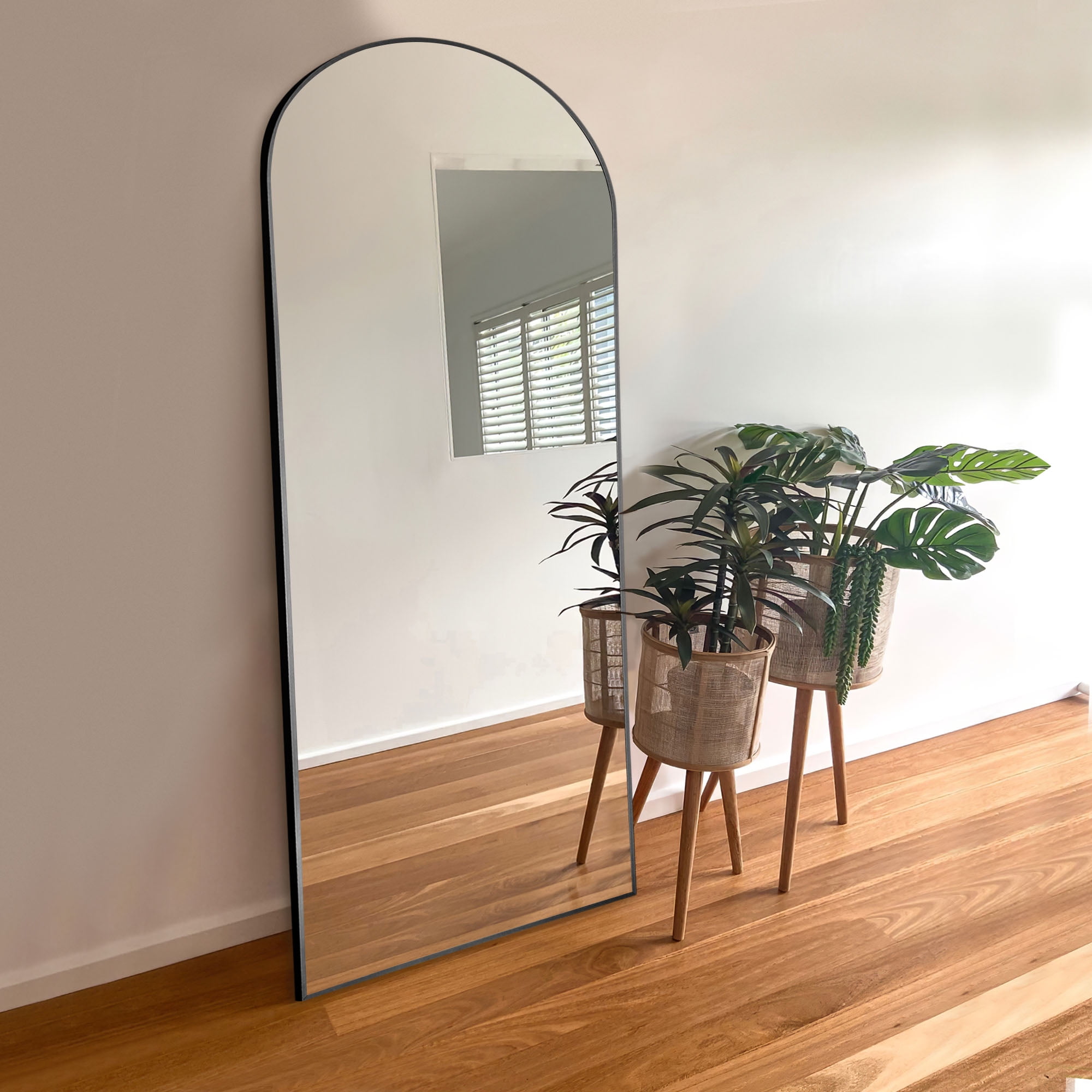 71" x 24" Floor Mirror Arch Mirror Full Length Mirror Large Mirror with Stands Black