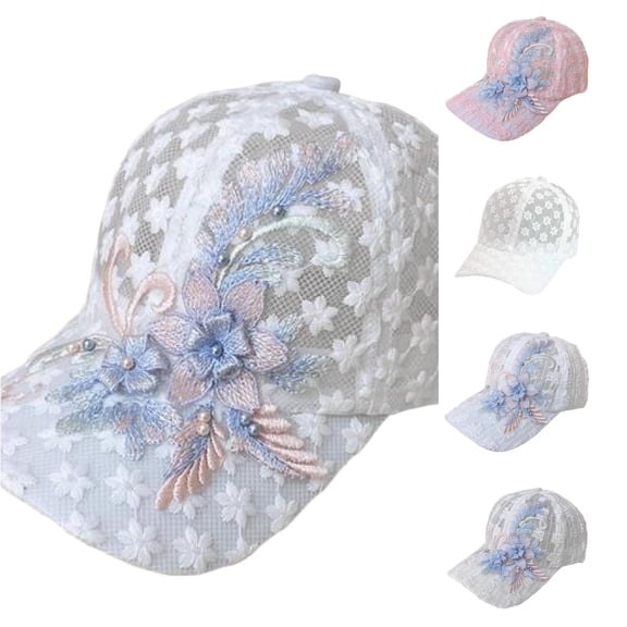 XIAOCHA Women's Lace‑Embroidery Baseball Cap Solid Outdoor Travel Sun‑Visor Casual Head‑Cover,WH1